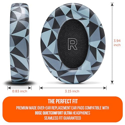 WC PadZ QC Ultra - Earpads for Bose QuietComfort Ultra Gen 1 & 2 | Made by Wicked Cushions | Enhanced Comfort, Thickness & Durability | Geo Grey - color: Geo Grey
