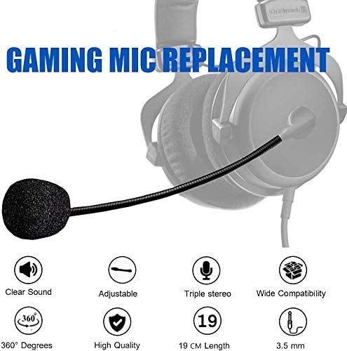 AKKE 3.5mm Detachable Gaming Microphone Boom Replacement, Compatible with Select PDP Afterglow AG6, Turtle Beach Stealth/Recon/Ear Force Headsets, 7.5 in, Verify Fit Before Buying
