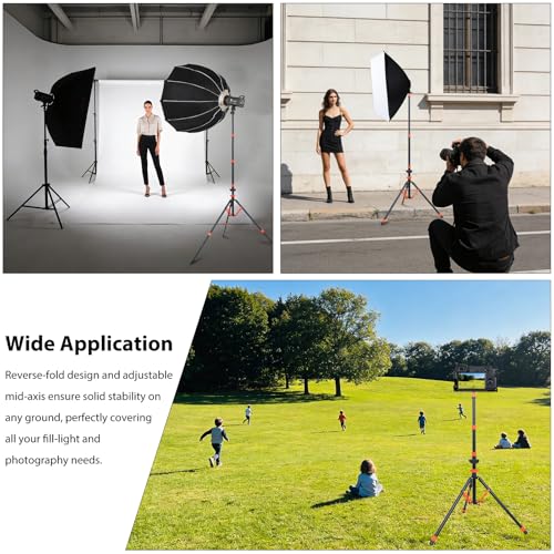 Photography Light Stand, 6.5ft Adjustable Reverse Folding Tripod Stand - color: 0range