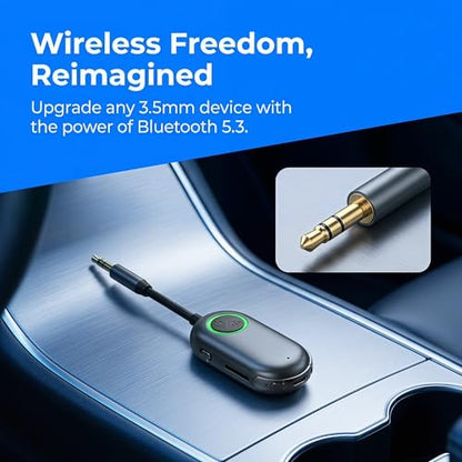 2026 Upgraded Bluetooth Transmitter Receiver for 2 AirPods or BT Devices | Airplane Travel Essentials 2-in-1 Wireless Bluetooth Adapter for Headphones, 3.5MM AUX Jack Adapter on Flight, TV, Car Stereo