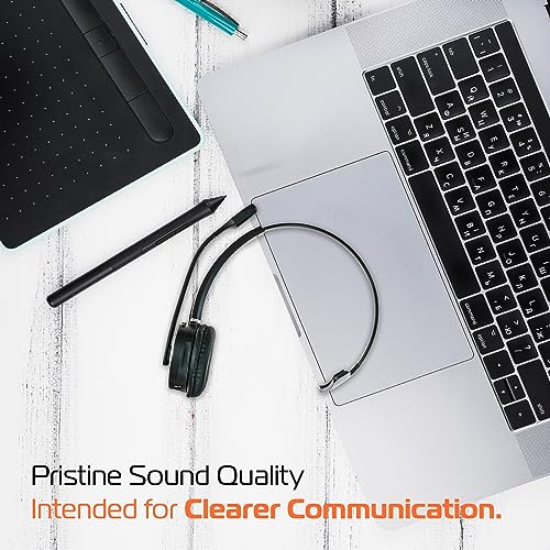 Spracht HS-2050 Single Ear Wireless Bluetooth Headset with Base Station | Noise Cancelling Headphones with Microphone for Pc, Laptop, Work from Home, Skype, Zoom, Call Centers, Office, Trucker - size: Single-Ear