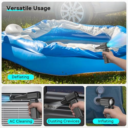 Compressed Air Duster,200000RPM Electric Portable Air Duster,Stepless Speed Mini Blower,No Canned Dust Blower,Rechargeable Cordless Jet Fan for Computer Keyboard Car Cleaning,Dry,Inflation-Black