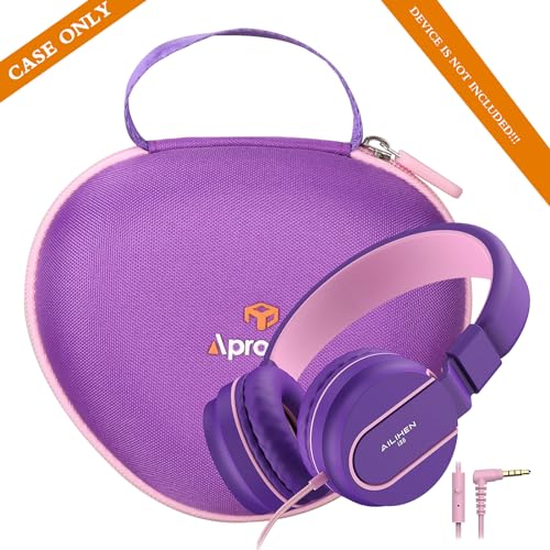 Aproca Case Compatible with iClever BTH12 HS19 BTH26 / AILIHEN I35 Kids Bluetooth Headphones, Storage Hard Bag -Purple with Pink (Case Only) - color: Purple with Pink