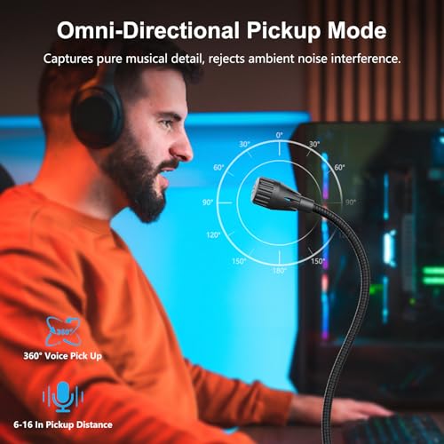 USB Desktop Microphone, Plug & Play for PC/Mac | Cardioid condenser mic, metal. Mute & LED. For singing, podcasting, voice-over, video, gaming, streaming. USB, no driver. - color: Black 1