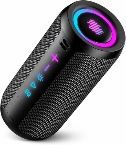 Portable Bluetooth Speaker, Powerful Sound Wireless Speaker: Boost Bass, Bluetooth 5.4, 24H Playtime, 8 RGB Modes, IPX7 Waterproof, TWS Pairing, Beach/Vacation Essentials, Gift Ideas（Black） - color: Deep Black