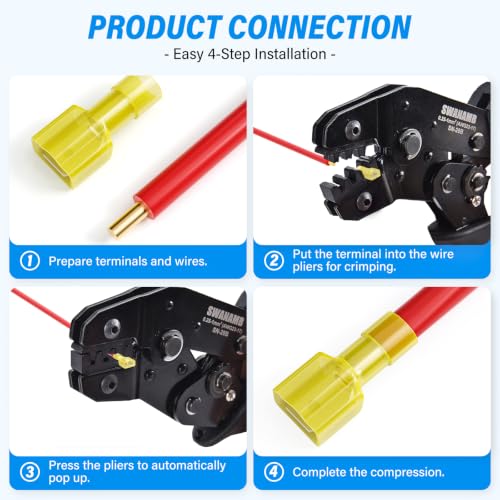 TAILONZ 120PCS Nylon Spade Connectors Kit | 22-18 AWG / 16-14 AWG / 12-10 AWG Waterproof Insulated Electrical Crimp Terminals for Automotive & Marine Wiring