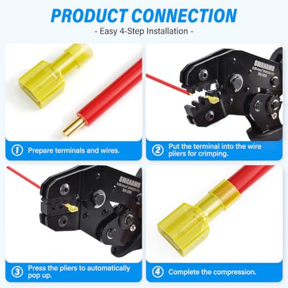 TAILONZ 120PCS Nylon Spade Connectors Kit | 22-18 AWG / 16-14 AWG / 12-10 AWG Waterproof Insulated Electrical Crimp Terminals for Automotive & Marine Wiring