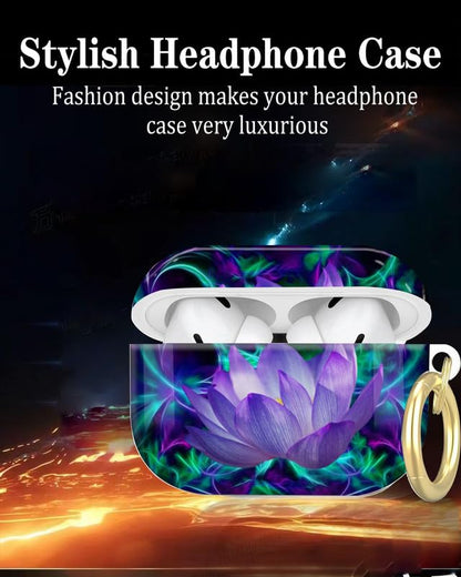 Compatible with AirPod Pro 2nd//1st Generation Case Cover with Key Chain,Full Protective Shockproof Wireless Headphone Case for Airpod Pro 2023/2022/2019(Purple Glowing Lotus) - color: Purple Glowing Lotus
