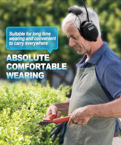 ZOHAN AM/FM Radio Headphone with Digital Display,Ear Protection Noise Reduction Earmuffs,Comfortable Hearing Protector - color: Black, style: Radio