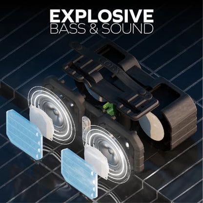 Portable Waterproof Bluetooth Speaker with FM Radio, IPX5, Party Speaker | 7-HR Battery with Micro-USB Charge, TF Card & Aux Input, Built-In Mic & Speakerphone, 33-FT Range, Outdoor Activities, Black - color: A-Black