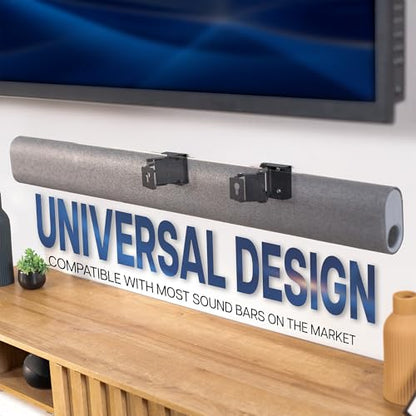 VIVO Black Steel Universal Soundbar Wall Mount, Mount-ESB1 | Universal L Brackets, Adjustable Extending Speaker Arm Holders, Swivel Arm Design