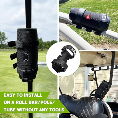 Xislet Portable Speaker Mount Compatible with Golf Cart Accessories Club Cart/EZGO/Bike/Moto/ATV Removable Bluetooth Wireless Speaker Holder Straps Fits JBL FLIP Waterproof Series