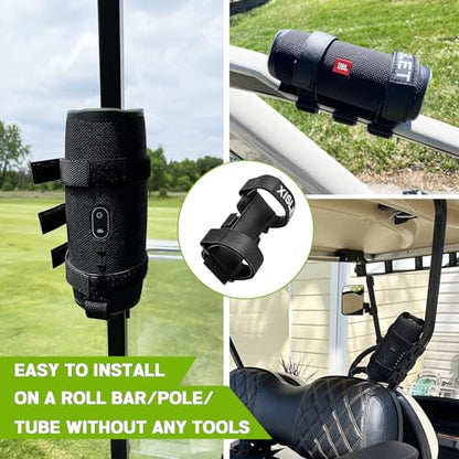 Xislet Portable Speaker Mount Compatible with Golf Cart Accessories Club Cart/EZGO/Bike/Moto/ATV Removable Bluetooth Wireless Speaker Holder Straps Fits JBL FLIP Waterproof Series