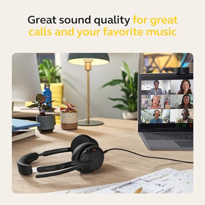 Jabra Evolve2 50 Wired Stereo Headset - with AirComfort Technology, Noise-Cancelling Mics & Active Noise Cancellation - MS Teams Certified, Works with All Other Platforms - Black - color: Black, style: Teams Certified