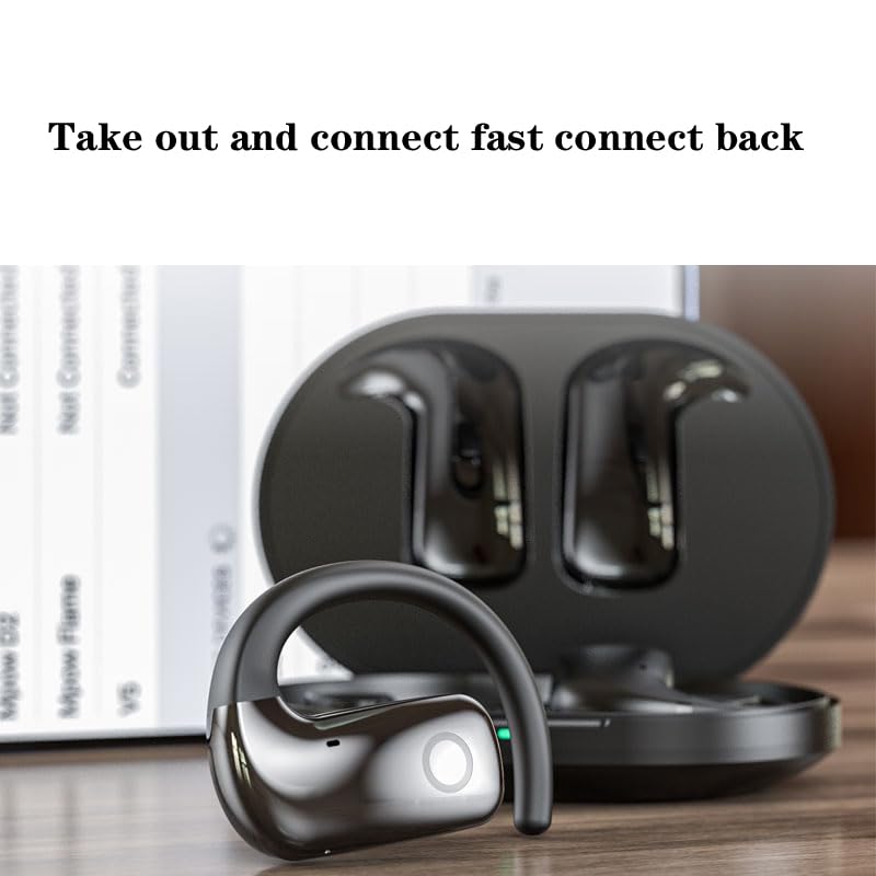Open-Ear Wireless Headphones Bluetooth Earbuds Charging Case Ear Buds with Silicone Earhook Over-Ear Earphones for TV Phone Laptop Music, Black - color: #03Black