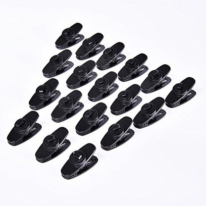 BBTO 20 Pieces Clips for Earphone Wire 360 Degree Rotate Black Earphone Cable Clothing Clip for Fixing Headphone Wire (1.18 Inches)