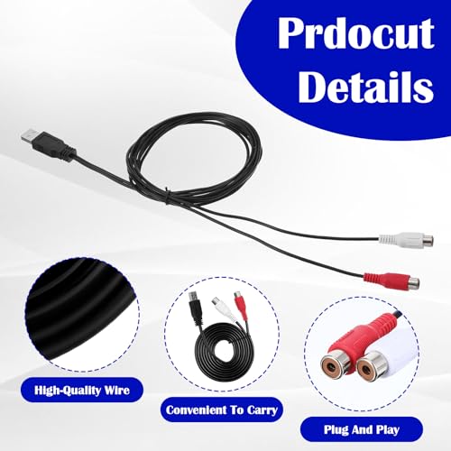 1.5M USB to 2 RCA Adapter, USBs Male to 2 RCA Female Audio Cable Converter 2RCAs Left Right Audio Channel Cable for Have Signal Conversion Function TV Pc DVD Digital Cameras