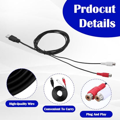 1.5M USB to 2 RCA Adapter, USBs Male to 2 RCA Female Audio Cable Converter 2RCAs Left Right Audio Channel Cable for Have Signal Conversion Function TV Pc DVD Digital Cameras