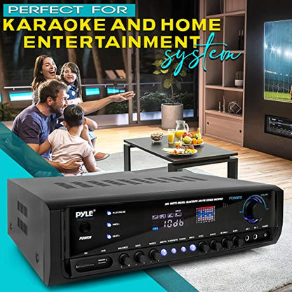 Pyle Wireless Bluetooth Home Amplifier- Connectivity Power Off Distant Devices, Input/Output Devices, Connectors/Jacks, Sound System Controls for Audio/Radio & Display Design - PT390BTU.3