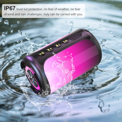 Portable Bluetooth Speaker, Bluetooth Speaker 5.4, Stocking Stuffers, Powerful Crystal Clear Sound, IPX7 Waterproof, 8 Lighting Effects, TWS Paring, Small Wireless Speaker for Outdoor - color: red