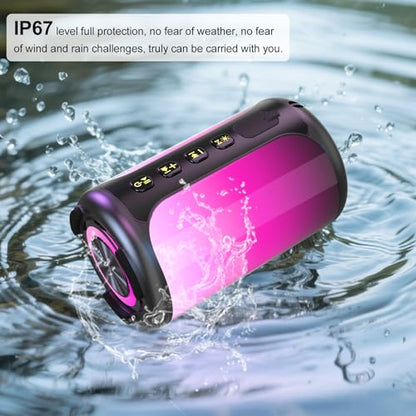 Portable Bluetooth Speaker, Bluetooth Speaker 5.4, Stocking Stuffers, Powerful Crystal Clear Sound, IPX7 Waterproof, 8 Lighting Effects, TWS Paring, Small Wireless Speaker for Outdoor - color: red