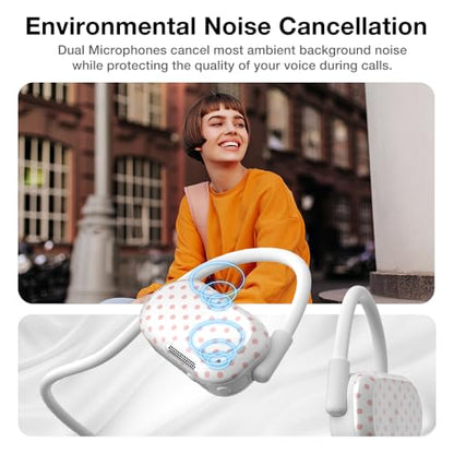 Purity Air Open Ear Headphones - True Air Conduction Wireless Bluetooth Open Ear Earbuds with Dual Mic for iPhone/Android - Secured Long Wearing Comfort, Sports Sweat Resistant (Chalky Dots) - color: Chalky Dots