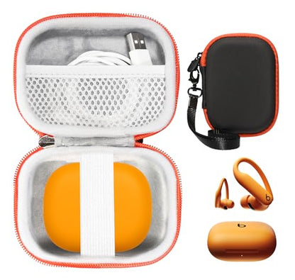 Case for Beats Powerbeats Pro 2 Wireless Bluetooth Earbuds - Noise Cancelling (Black with Orange Zip) - color: Black with Orange zip