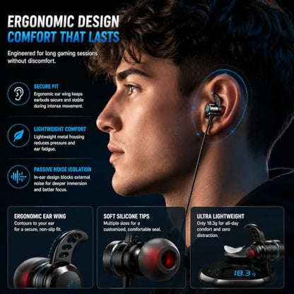 KASOTT SoundMaster Pro V1 - Gaming Earphones with Dual Audio Drivers,Battle Buds,in-Line Mic with Mute and Volume Control, Compatible with Xbox Series,Xbox One,PS5,PS4,Switch,Pc with 3.5mm Aux