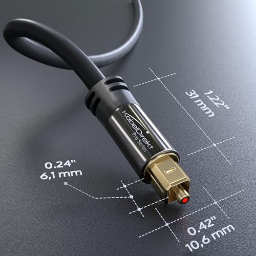 KabelDirekt TOSLINK – Optical Audio Cable – 6ft – Soundbar | Optical digital audio cable: Perfect for equipment with a TOSLINK interface (OPT In / OPT Out or S/PDIF In / S/PDIF Out) - size: 6 ft