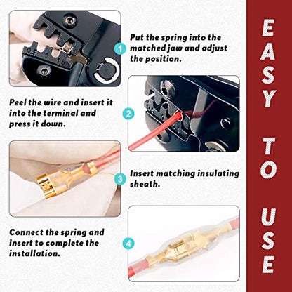 Hilitchi 720Pcs Gold Quick Splice Male and Female Wire Spade Connector Wire Crimp Terminal Block with Insulating Sleeve for Electrical Wiring Car Audio Speaker, 2.8mm 4.8mm 6.3mm Assortment Kit
