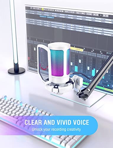 FIFINE Gaming USB Microphone and Computer Headset Kit for Laptop, PC Streaming Condenser Mic for Online Game Bundle, Wired Headphones with Microphone with EQ Mode, Soft Ear Pads for PS4/PS5 (A6W+H6W)