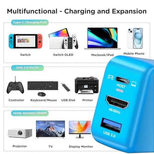 2 Pack 67W Switch Dock Charger for Nintendo Switch/OLED, Portable TV Docking Station with 4K/60Hz HDMI/USB2.0/PD Fast Charging Ports, Charger Adapter Power Hub with USB-C Cable for Mobile Phone - size: 2 Pack