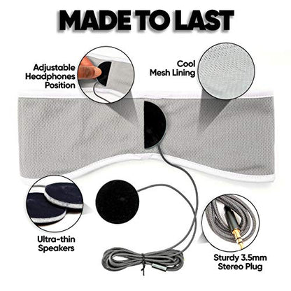 CozyPhones Sleep Headphones - Over Ear Headphones from Ultra Thin Cool Mesh Wired for Side Sleepers, Meditation, Running, Laptop, and Phone - White | Ultra Thin for Side Sleepers, Meditation, Running, Laptop, and Phone - color: White