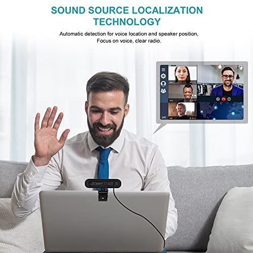 3 in 1 Webcam - 2K HD USB C Webcam with Microphone and Speaker, Stereo Sound & Noise-Cancelling Mics, Privacy Cover, Light Correction, Autofocus Conference Web Camera for Computer/Laptop/PC/Monitor