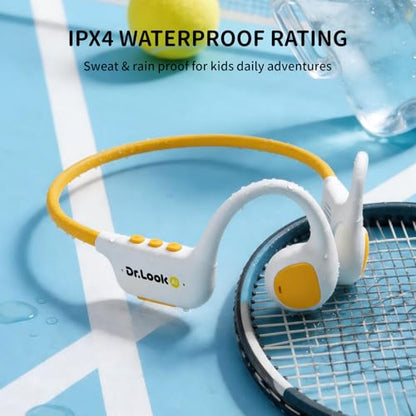 Kids Headphones - Bluetooth 6.0 Air Conduction Open Ear Kids Bluetooth Headphones - 85dB Safe Volume, IPX4 Waterproof - with Mic for School, Gaming, Sleeping, White