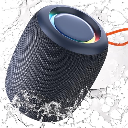 Portable Bluetooth Speaker Wireless, IP67 Waterproof Shower Speaker with HD Sound Colorful Lights TWS Pairing for Home, Party, Outdoor, Travel, Beach and Bathroom