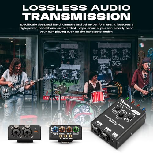 Bolanle P1-Pro 2-Channel Personal in-Ear Monitor Amplifier, Black | Stereo headphone amp with dual XLR/TRS inputs, mono/stereo switching, mix/balance, 3.5 mm output, USB-C 5V or 2 AAA power - color: P1 PRO(Black)