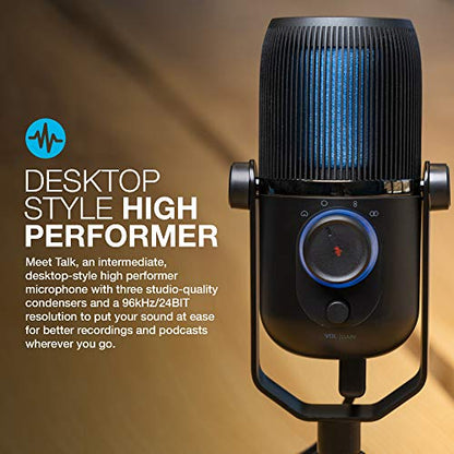 JLab Talk USB Microphone, USB-C Output, Cardioid, Omnidirectional, Stereo or Bidirectional, 96k Sample Rate, 20Hz, 20kHz Frequency Response, Volume, Gain Control, Quick Mute, Plug & Play