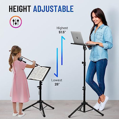 CAHAYA Projector Stand Tripod Adjustable Height Portable Laptop Rack Tray | 26-51.5" Adjustable Height Holder for Projectors Laptops Books Tablets Heavy-duty Stand for Outdoor Movies Music - style: Tripod Projector Stand