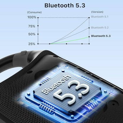 JUOVI Clip Portable Bluetooth Speaker Wireless,Stereo Sound,24H Playtime,Loud Volume,Bluetooth 5.3 Connectivity,IP68 Waterproof,Built-in Carabiner,Speaker for Beach,Room,and Outdoor Travel (Blue) - color: Blue
