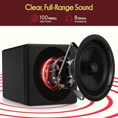 3" Mini Cube Bookshelf Speakers - 100W Small Bookshelf Speakers w/ 3" Paper Cone Driver, 8 Ohm - Passive Audio Book Shelf Speaker Pair For Home Theater Stereo Surround Sound - Pyle Home PCB3BK (Black) | 3 Inch Full Range Speakers for Home Cinema, Wall Mou