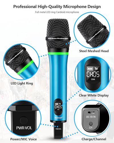 Rechargeable Wireless Microphone with 1/4'' Plug Rechargeable Receiver - color: WXM19 Blue Pink