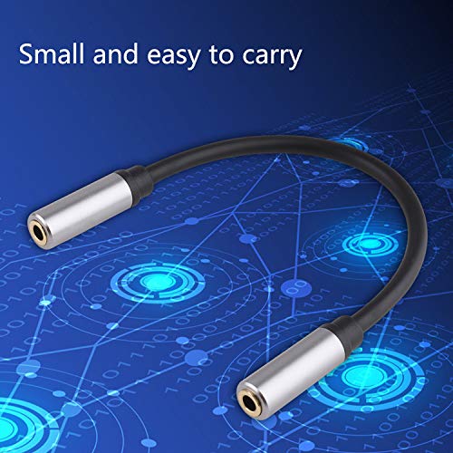 3.5mm Female to Female Adapter Cable TRS Stereo Audio AUX Connector Cod for Headphones, Car, HiFi - 15cm/6inch (Grey) - color: Grey