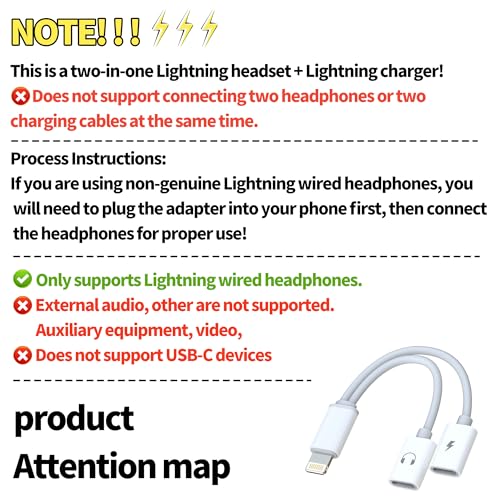 zoyuzan Converter Compatible with iPhone Headphone Adapter Compatible for Lightning Audio Jack and Lightning Charger Connector 11 12 Mini pro xs xr x 7 8 Plus Earphone Charging Splitter for ipad air