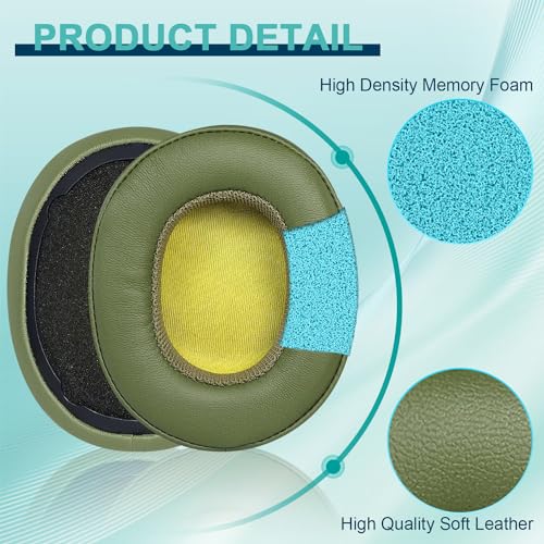 Replacement Ear Pads for Skullcandy Crusher Wireless/Evo/Hesh ANC/EVO/Crusher ANC, Headphones Ear Cushions Covers for Skullcandy Venue Wireless ANC Headset Accessories Ear Cups Repair Parts (Green) - color: Green