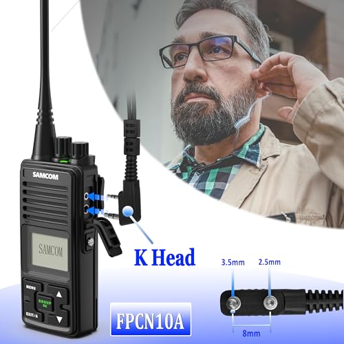 SAMCOM 2-Wire Tactical Earpiece SM007 K-Plug for FPCN10A-PRO FPCN30A, 2Pcs | Durable Clip-on PTT, 2-Pin Detachable Tube Walkie-Talkies Earpiece for Construction Site, Outdoor Patrol, Event Staff - size: 2 Pcs Earpiece