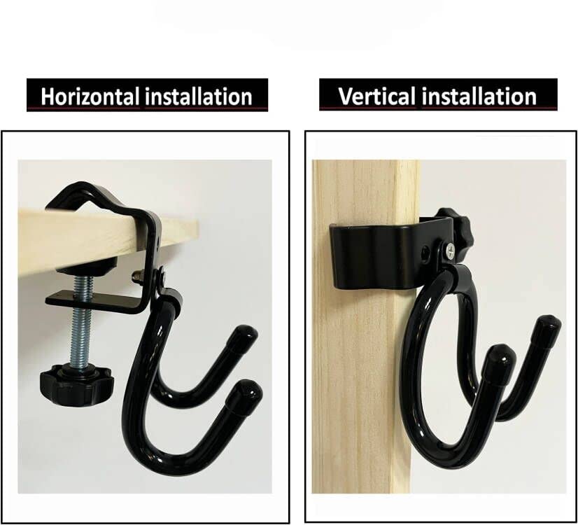 Clamp-On Headphone Stand Headset Holder PC Gaming Headset Hook Hanger, with Adjustable & Rotating Arm Clamp - Horizontal or Vertical Installation - Easy to use. for All Headphones Size