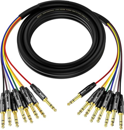 EBXYA 8-Channel 1/4 Inch TRS to TRS Snake Cables,Recording Snake Cable | 6.35mm Male Jack Stereo Audio Balanced Line for Keyboard, Amplifier, Speaker, Mixer,15 Feet 1 Pack - size: 8-Channel 15 Feet, style: TRS to TRS