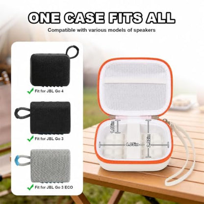 ANKHOH Hard Speaker Case for JBL Go 5/4/3 with Wrist Strap, Case Only - color: White
