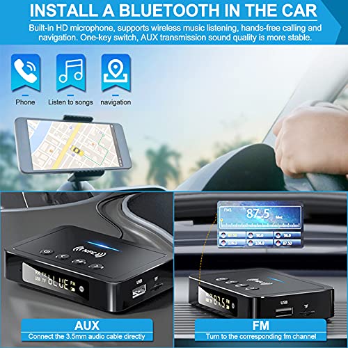 Bluetooth 5.0 Transmitter Receiver Adapter Audio 3 in 1 Bluetooth Audio Adapter 3.5mm AUX RCA Optical USB HiFi Stereo Music, FCC Pass 2A4RO-M6